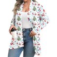thumbnail image 2 of Women's Fall and Winter Fashion Casual Print Long Sleeve Mid-Length Cardigan Jacket, Christmas Theme for Holiday Season,Light Blue,5XL, 2 of 6