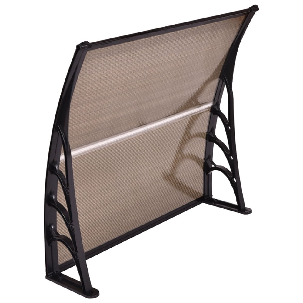 Aimee Lii 40 x 40 Inch Outdoor Polycarbonate Front Door Window Awning Canopy, Outdoor Awning for Patio, Brown