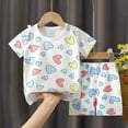 thumbnail image 2 of CAUYDY Kids Girl Clothes Heart Print Short Sleeve Top and Shorts Cute Little Girl Summer Outfits Short Set Toddler Baby Pajamas 2 Piece Set 2T 3T 4T 5T (Sizes 5-6 Years,D1-Light Yellow), 2 of 4