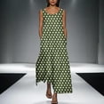 thumbnail image 2 of SMihono Fashion Women's Ploka Dots Flowy Maxi Dress with Pockets, Elegant 2025 Summer Loose Crew Neck Sleeveless A-Line Swing Dresses Army Green XL, 2 of 5