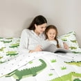 thumbnail image 5 of Homewish Cartoon Crocodile Bedding Comforter Set,Wild Animal Twin Comforter Sets,Green White Bedding Set For Boys Kids,Luxury Bedroom Decor Reversible,2-Piece, 5 of 8