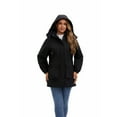 thumbnail image 2 of QHFBli Women's Lightweight Long Softshell Fleece Lined Jacket Anorak Raincoat With Removable Hood, 2 of 9