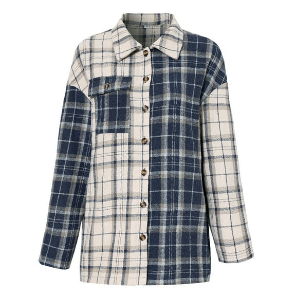 Womens Flannel Plaid Shirts Oversized Button Down Shirts Blouse Tops,,S,