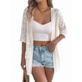 thumbnail image 4 of Cardigan Sweaters for Women Open Front Cropped Crochet Beach Cover Ups Color S, 4 of 9