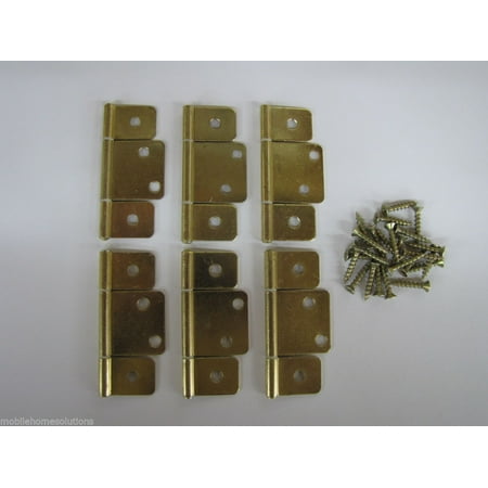 Mobile Home RV Parts Interior Door Hinges Package of 6 Non-mortise Brass