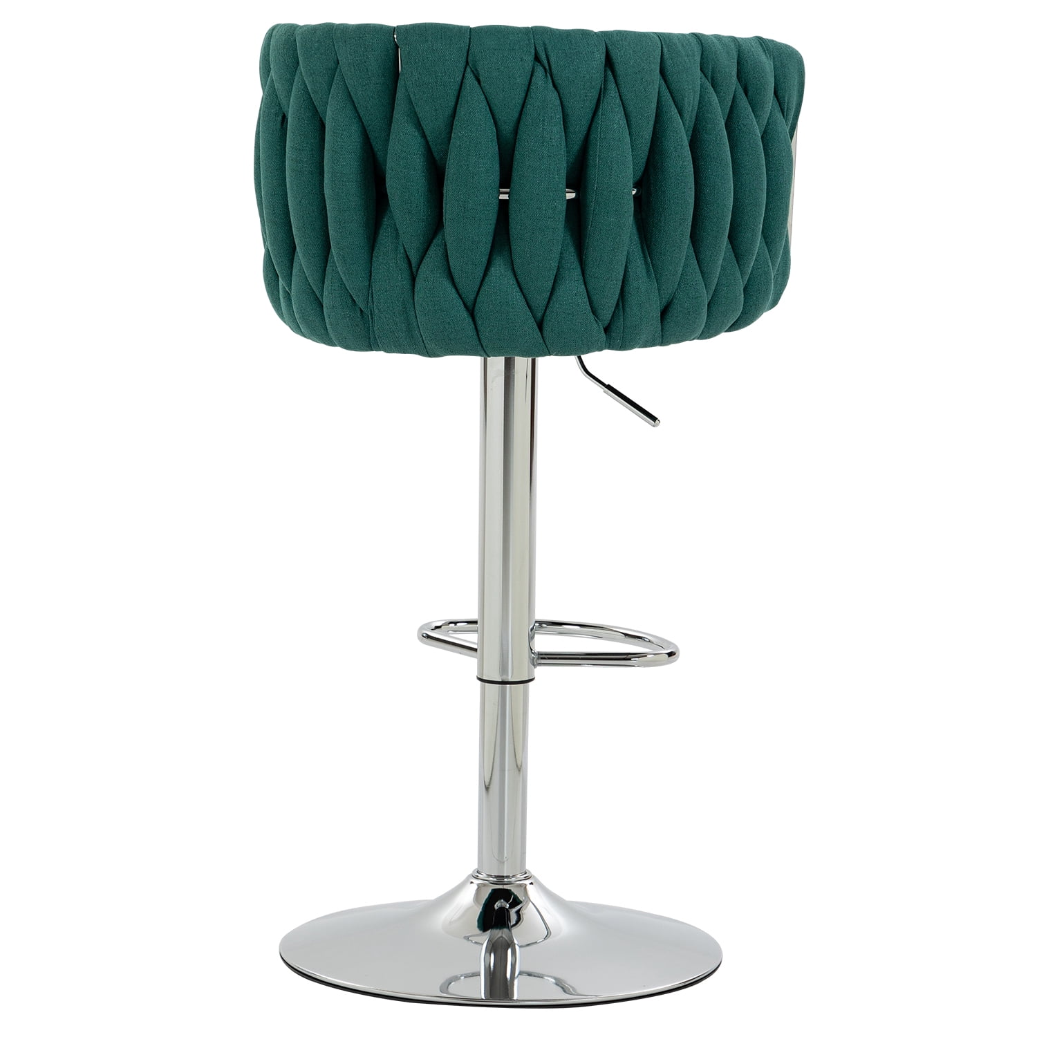 Swivel Bar Stool Set of 2, Adjustable Counter Height Chair with Woven Back and Footrest for Kitchen Cafe, Green