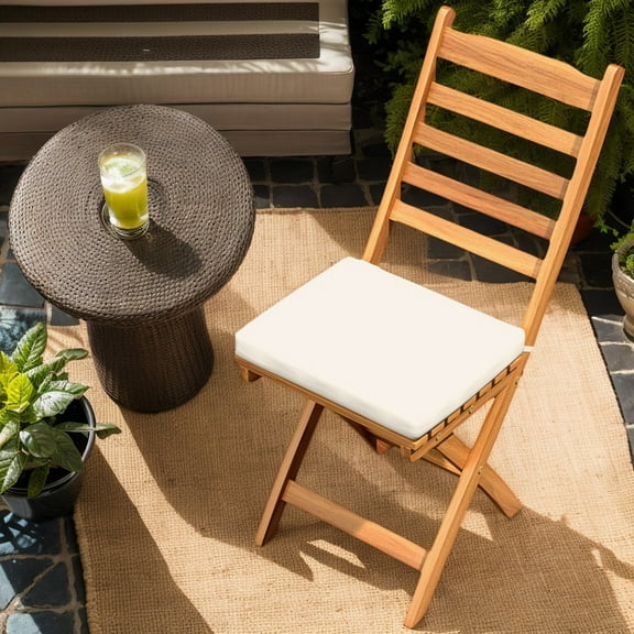 Demifill Patio Folding Chairs Set of 2 with Soft Seat Cushion-A, Patio Chair with High-quality Acacia Wood Frame for Outdoor as Garden, Backyard, Porch, Natural
