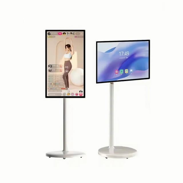 Écran Intelligent Mobile 32 Pouces, Écran Intelligent Rotatif 1080 x 1920 IPS avec Écran Tactile, Rotation Complète, Hauteur Réglable, Android 12 OS, 8 Go Ram, 128 Go Stockage