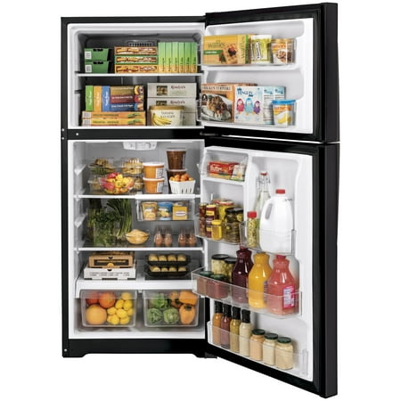 GE - 21.9 Cu. Ft. Garage-Ready Top-Freezer Refrigerator - Black Slate