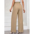 thumbnail image 4 of Chiclily Women Wide Leg Pants with Pockets High Waist Loose Belt Flowy Casual Trousers, US Size 2XL in Khaki Stripe, 4 of 7