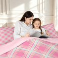 thumbnail image 4 of Manfei Pink Blue Plaid Twin Comforter Sets,Vintage Checkered Bedding Set,Pink Reversible,2-Piece,1 Comforter and 1 Pillowcase,2-Piece,1 Comforter and 1 Pillowcase, 4 of 7