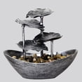 thumbnail image 3 of Yuarrent Fuente de de agua corriente de hoja de loto Gift Choice con luces LED estilo único exquisito Decoración del hogar bronce, 3 of 6