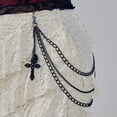 thumbnail image 4 of Pants Chain for Women Men Silver Pearl Cross Link Wallet Chain Layered Jeans Body Jewelry Biker Hip Hop Punk Jewelry, 4 of 6