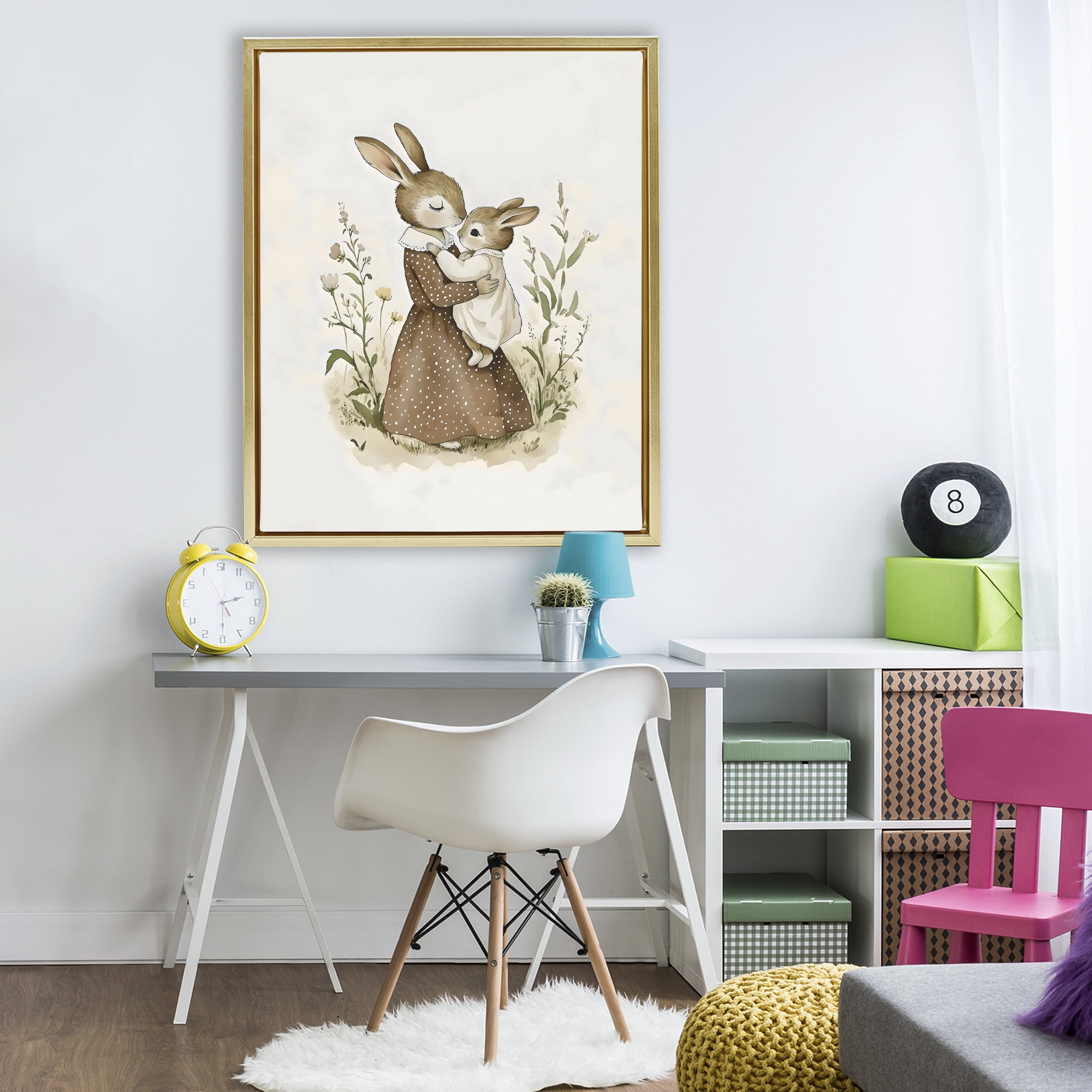 Stupell Industries A Mother's Love Rabbits Gold Framed Floater Canvas Wall Art, design by Arlington Prints