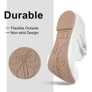 HOMEHOT Girls Dress Shoes Mary Jane Shoes for Girls Princess Ballerina Flats Back to School Shoes for Girls Party Wedding White Big Kid 4