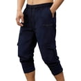 thumbnail image 2 of Yaoyar Mens 3/4 Pants Workout Jogger Yoga Capri Pants Drawstring Elastic Waist Pant with Multi Pockets for Running, 2 of 6