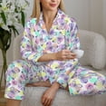 thumbnail image 6 of Kdxio Butterflies on Polka Dots Women's Pajama Sets Long Sleeve Button Down Sleepwear Nightwear Soft Pjs Lounge Sets-Medium, 6 of 7