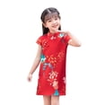 thumbnail image 3 of Ruyang Girls Floral Gheongsam Chinese Traditional Dress Kids Modern Sleeveless New Year Qipao Princess Tassels Outfits Trendy Skirt, 3 of 7