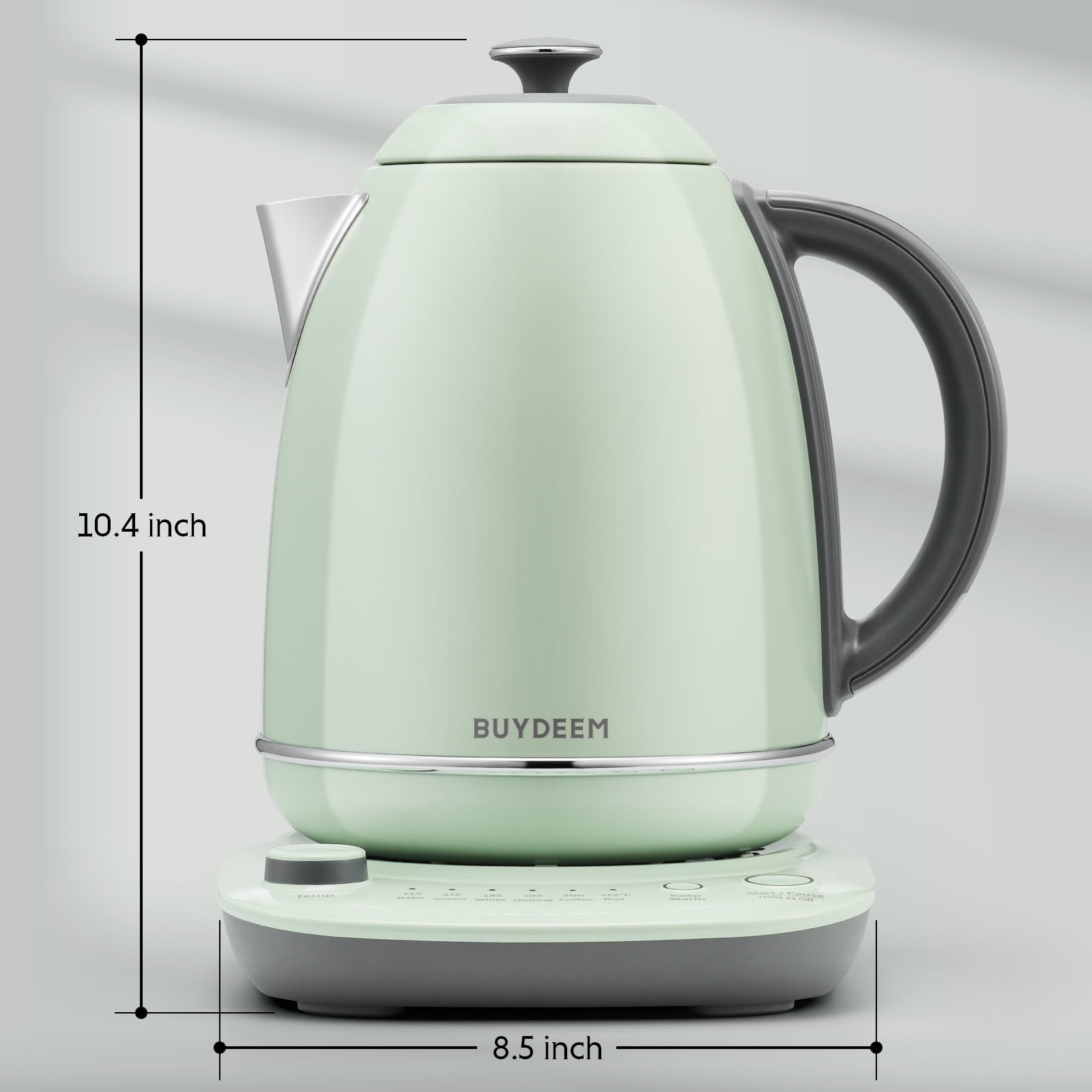 BUYDEEM K740 Electric Kettle with Temperature Control, 12H Keep Warm, Quick Boil, Stainless Steel Hot Water Boiler for Tea Coffee Milk, 1.7L, Cozy Greenish