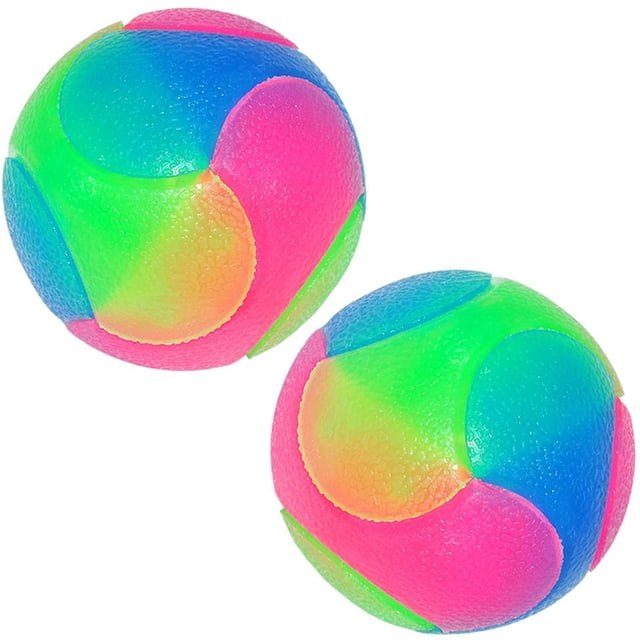 2/4 Uds. Pelotas para perros con luz, pelota elástica intermitente que brilla en la oscuridad, juguetes interactivos para mascotas para cachorros, gatos, perros, cromáticos (2,16 pulgadas) Ormromra WMXL-124-1