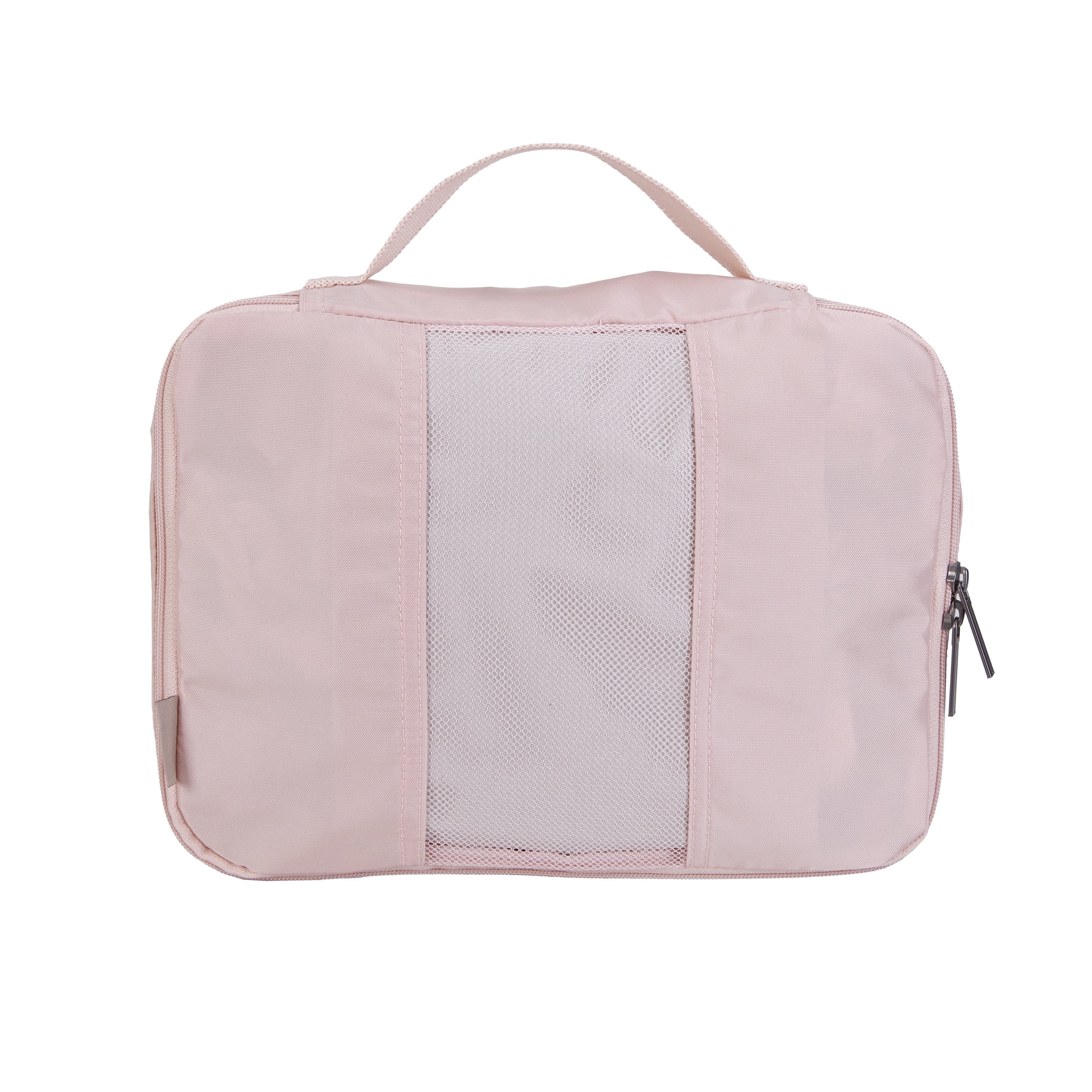 btL Brand 4 Piece Nylon Mesh Front Zippered Expandable Compression Packing Cubes, Rose Smoke