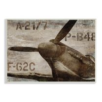 Stupell Industries Vintage Style Airplane Propeller Aircraft Sepia Monochrome Wood Wall Art, 15 x 10, Design by Dylan Matthews
