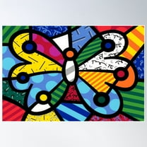Romero Britto Poster Wall Art, Modern Wall Decor For Living Room Bedroom, 12x18 UNFRAMED