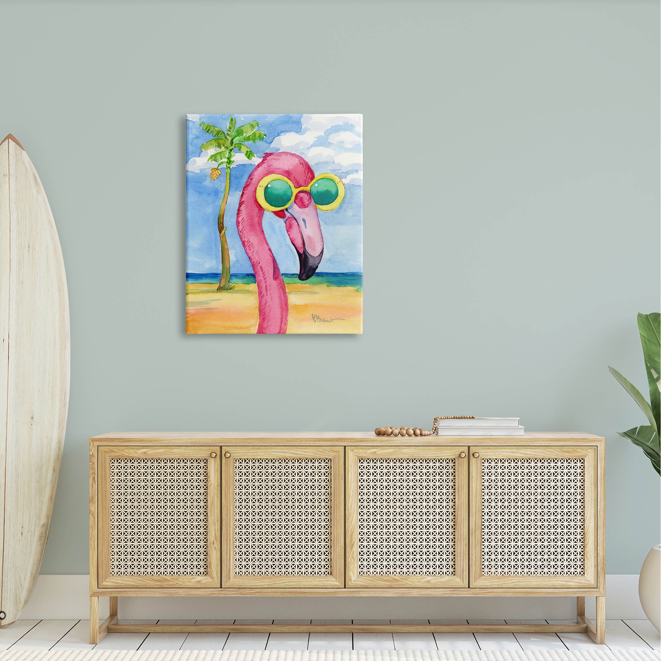 Stupell Industries Looking Good Flamingo Tropical Painting Gallery Wrapped Canvas Print Wall Art, Design by Paul Brent
