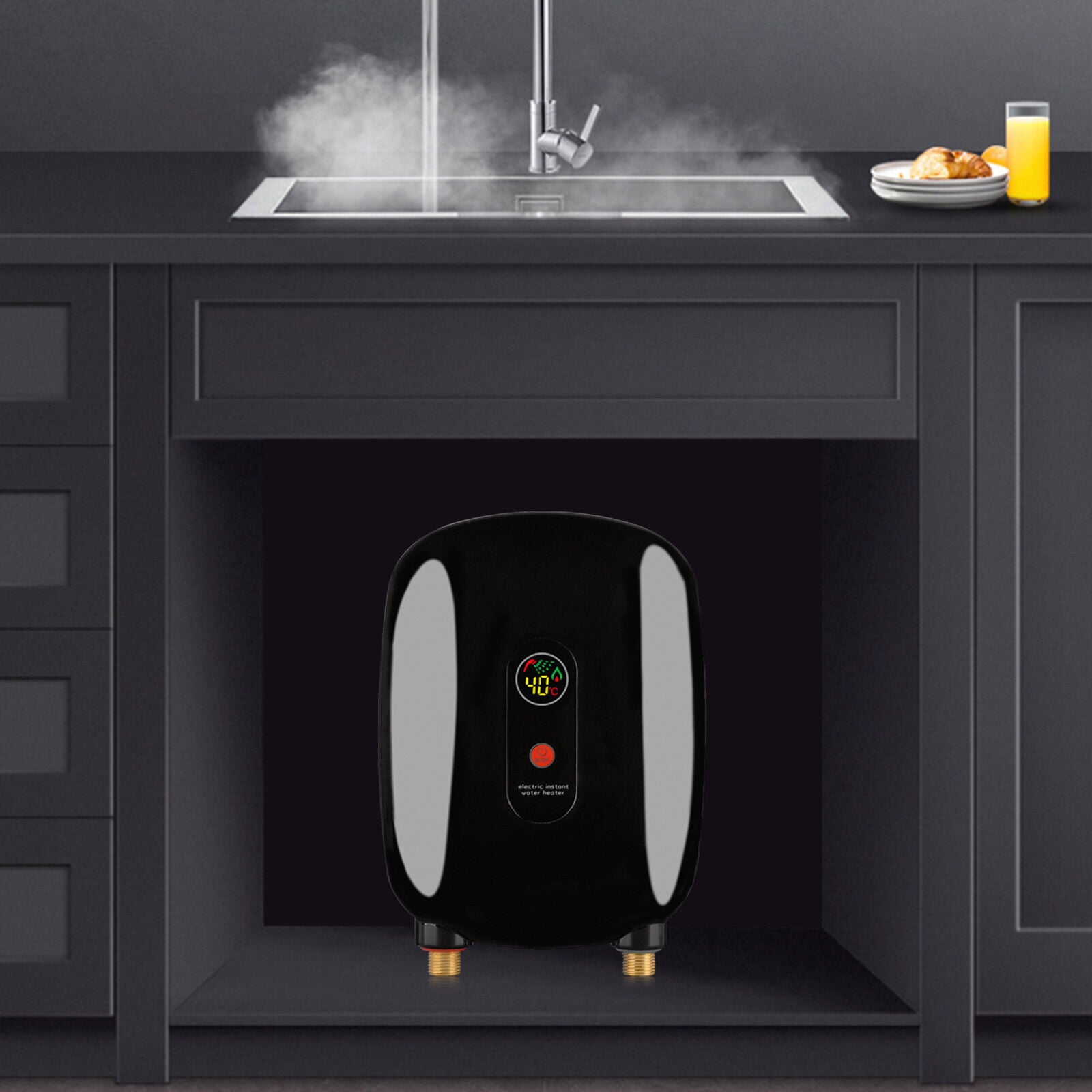 3000W Electric Tankless Instant Hot Water Heater For Shower Kitchen Tap Faucet