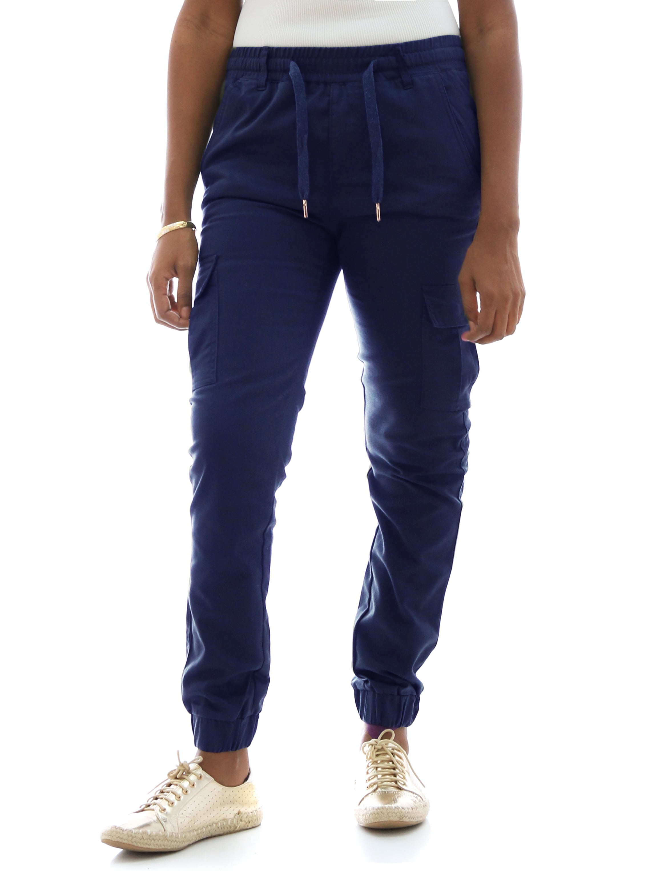 navy blue cargo joggers