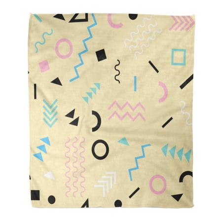 SIDONKU Throw Blanket Warm Cozy Print Flannel Retro Vintage 80S 90S Memphis Geometric Modern Abstract Good Comfortable Soft for Bed Sofa and Couch 50x60 Inches