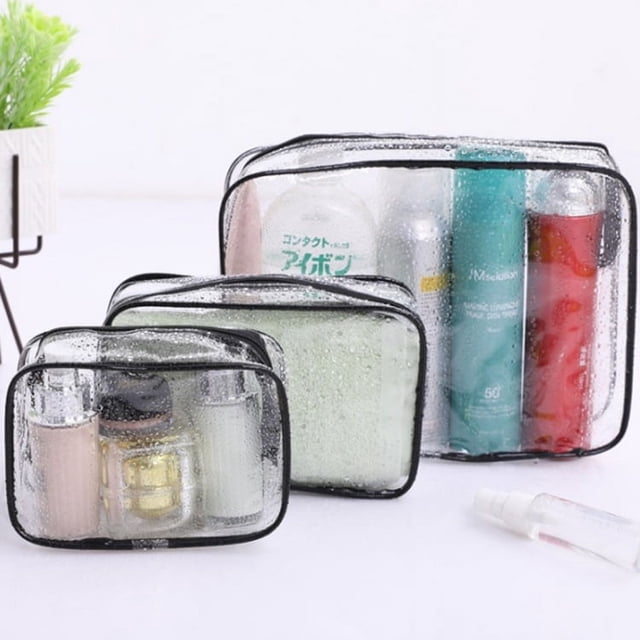 Bolsa de cosméticos de PVC grueso para exteriores, bolsa de artículos de tocador transparente, bolsa de almacenamiento de viaje, bolsa de artículos de tocador portátil, impermeable y a