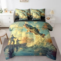 Erosebridal Hunting and Fishing Bedding Sets Twin Size, Rustic Animal Comforter Sets with Sheets, Rustic Lake Decor, Reversible 7pcs