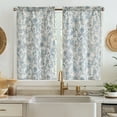 thumbnail image 5 of Curtainking Linen Kitchen Curtains 26x24 inch Farmhouse Floral Print Rod Pocket Curtains Cafe Curtains Small Window Curtains 2 Panels Blue on Beige, 5 of 9