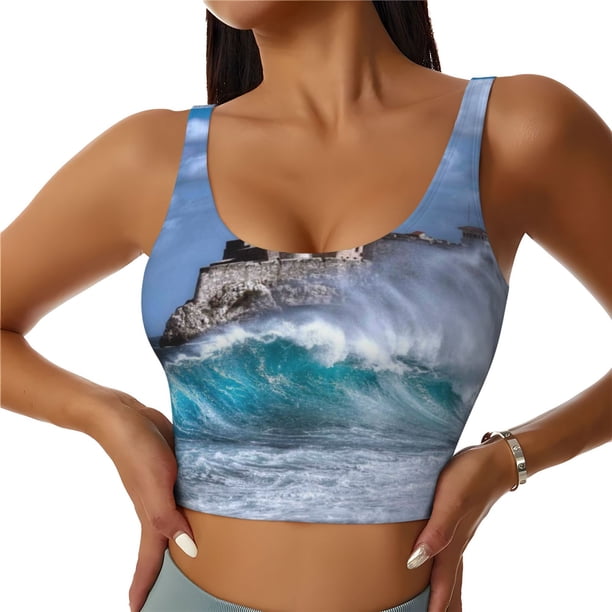 Balery Lighthouse in Havana Sujetadores deportivos con espalda cruzada para mujer, acolchados, sin costuras, de alto impacto, ideales para yoga, gimnasio, entrenamiento y fitness.-Medium