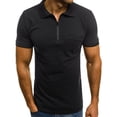 thumbnail image 2 of BiZtdJrK Mens Quarter Zip Polo Shirts Basic Solid Casual Business Polo Shirt Short Sleeve Dry Fit Performance Moisture Wicking Goft Shirts Limited Time Deals of Today Black S, 2 of 6