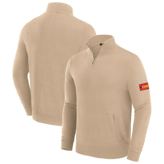 Men's J. Palmer Tan Kansas City Chiefs Franchise Quarter-Zip Sweater