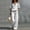 White plus size matching sets a1, variant on Cagogo Women Plus Size 2 Piece Set V Neck Short Sleeve Top Wide Leg Pants Casual Summer Boho Vacation Outfits Loose Matching Lounge Sets Tracksuits Travel Cruise Clothes, Khaki 2XL