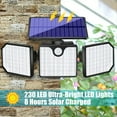 thumbnail image 2 of 1pc/2pcs LED Solar Motion Sensor Wall Lights, Outdoor Solar Garden Lights With 3 Adjustable Heads, Security LED Flood Light, Solar Lights For Outside 230LED 2200LM, 2 of 5