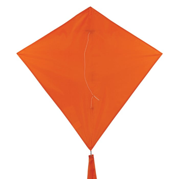 In the Breeze Tangerine 30 Inch Diamond Kite Solid Orange, Fun, Easy