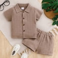 thumbnail image 4 of Toddler Boy Clothes Baby Boys Summer Outfits Short Sleeve Button Down Shirt Top Shorts Set 2PCS Boy's Clothing, 4 of 7