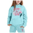 thumbnail image 2 of Girls Outfits & Set Children's Long Sleeved Print Hooded Top Sweater Pants Set for Middle and Older Kids, 2 of 3