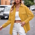 thumbnail image 2 of Shacket Women! Comdrip Women's Casual Fashion Double Pocket Loose Fitting Long Sleeved Solid Color Shirt Womens Shacket Yellow XL, 2 of 6