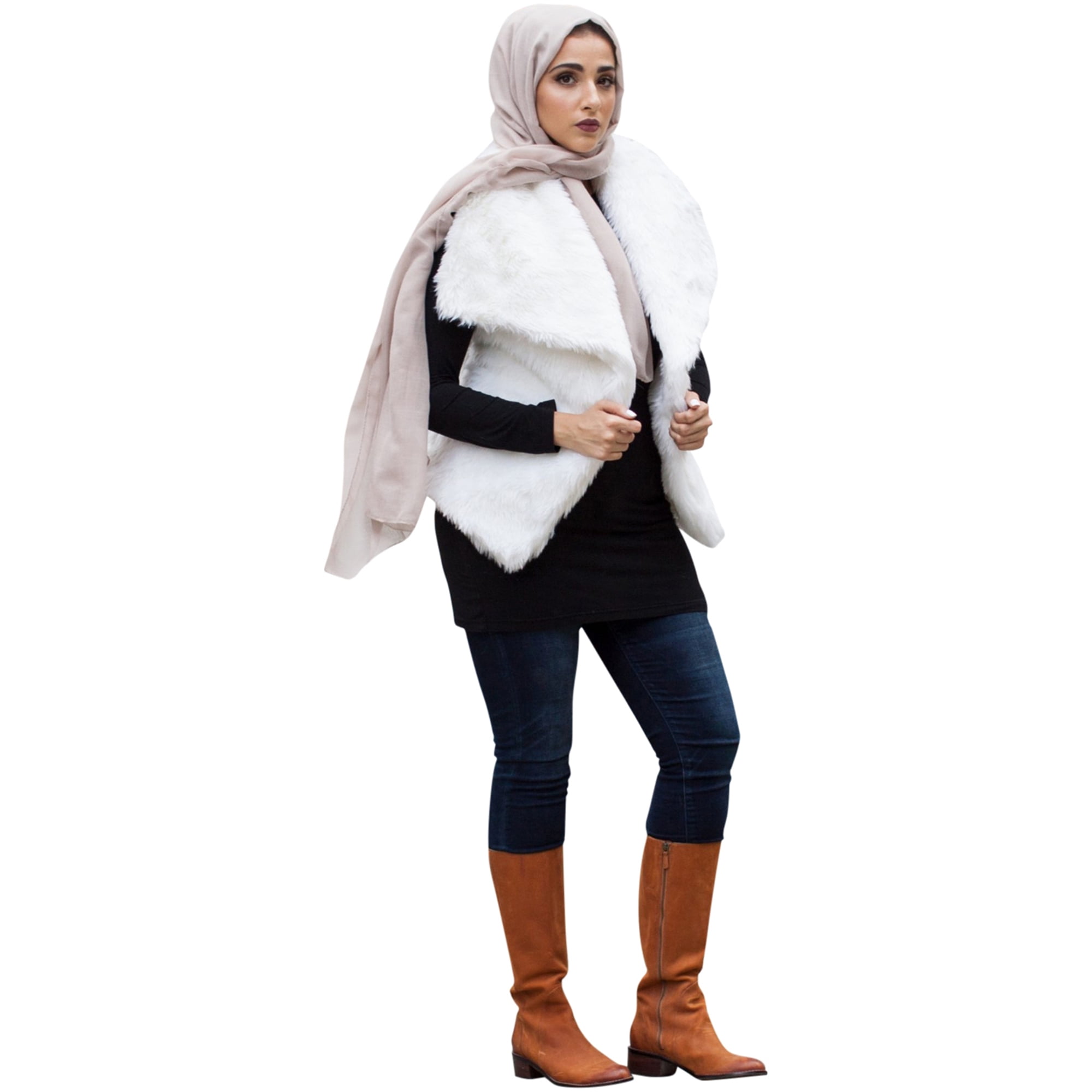 Verona Womens Solid Faux Fur Vest, White, XX-Large