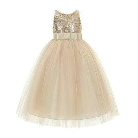 

Sequins V-Back Flower Girl Dress Special Occasions Wedding Pageant LG1