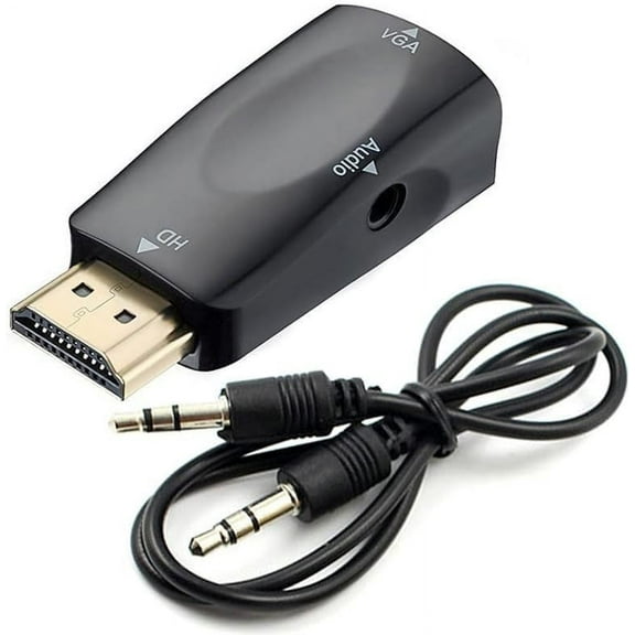 HDMI to VGA Converter, Audio Cable 1080P 60Hz HDMI Male VGA Female Adapter with Audio Transmission 3.5mm Jack Audio Socket Gold Plated Connector
