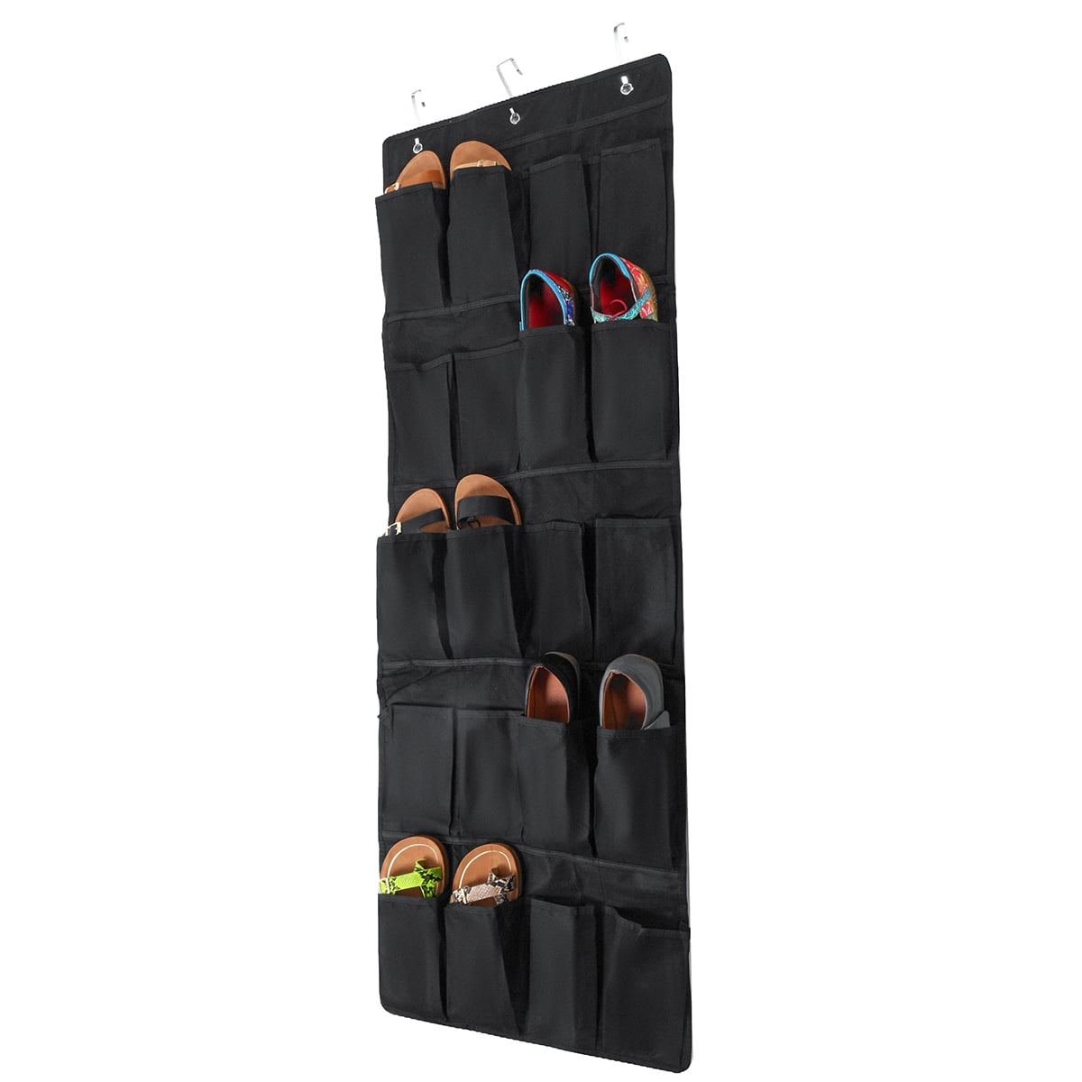 Over the Door Shoe Organizer 24 Mesh Pockets Nonwoven Over the Door Hanging Shoe Hanger