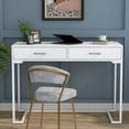 thumbnail image 3 of Tribesigns 40 Inch White Computer Desk, White Writing Desk with 2 Drawers, Modern Simple Study Desk Makeup Vanity Table for Bedroom Small Spaces, 3 of 16
