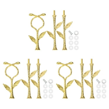 Uxcell 3 Tiers Cake Tray Stand Handle 3 Set Metal Cake Stands Holder Cupcake Dessert Plate Hardware Fitting for Wedding Party Festival Cake Plate, Gold (Vine)