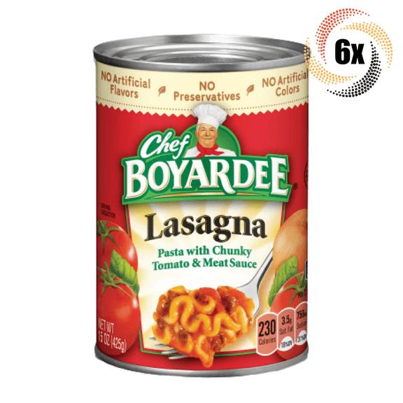 6x Cans Chef Boyardee Lasagna Pasta With Chunky Tomato & Meat Sauce 15oz